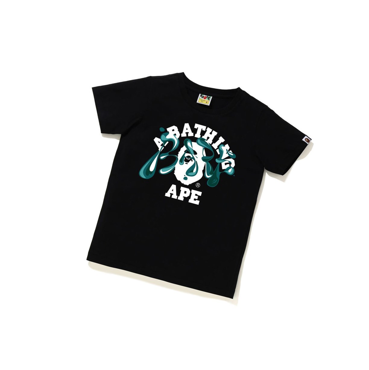 Women\'s A BATHING APE Marble Camo Liquid College Tee Short Sleeve T Shirts Black | DEV407516