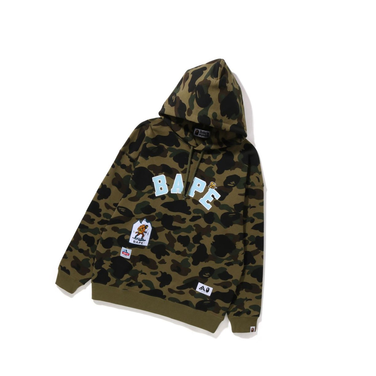 Women\'s A BATHING APE Multi Label 1st Camo Oversized Hoodie Army Green | LKX204187