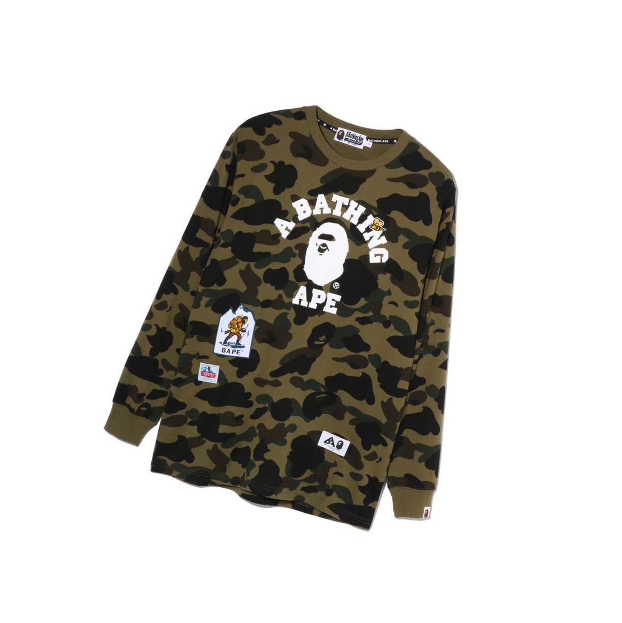 Women\'s A BATHING APE Multi Label 1st Camo L/S Tee Long Sleeve T Shirts Army Green | TCA436572