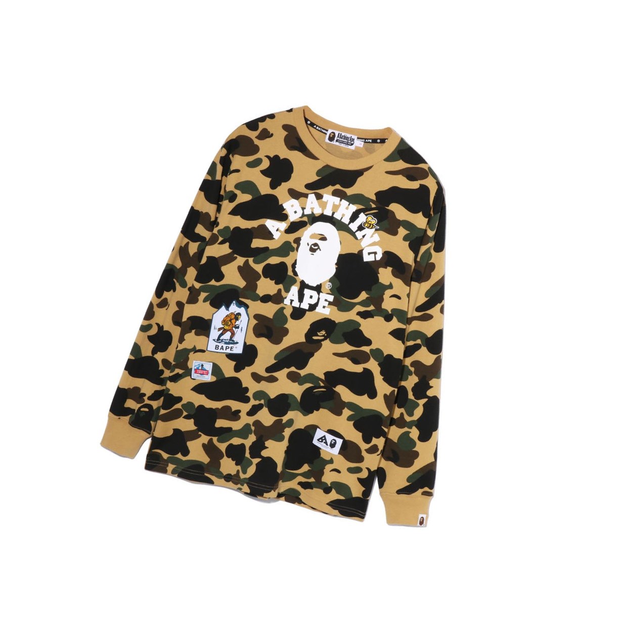 Women\'s A BATHING APE Multi Label 1st Camo L/S Tee Long Sleeve T Shirts Yellow | ZEG564701