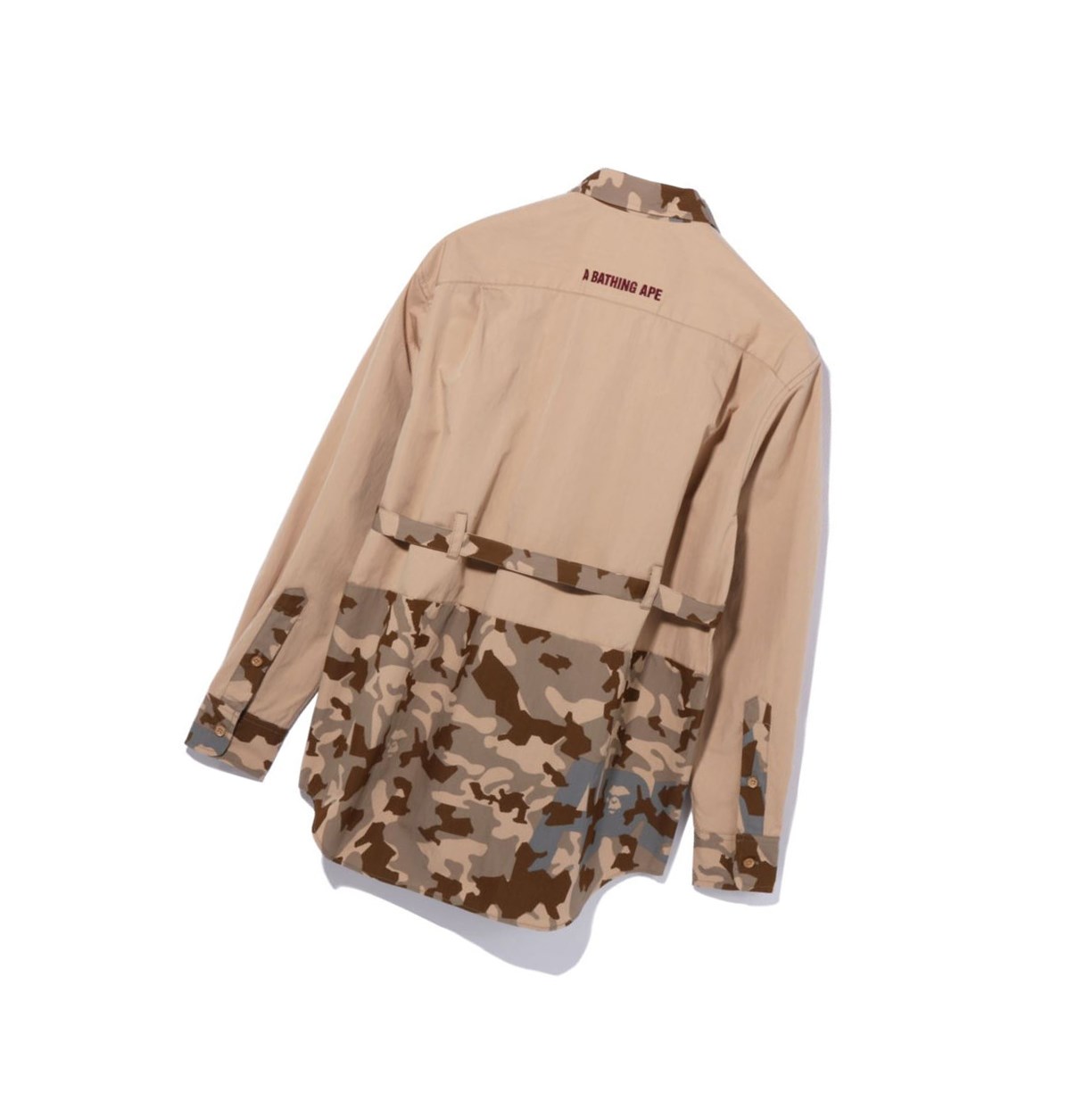 Women's A BATHING APE Sand Camo A Bathing Ape Oversized Long Sleeve Shirts Beige | NLT258967