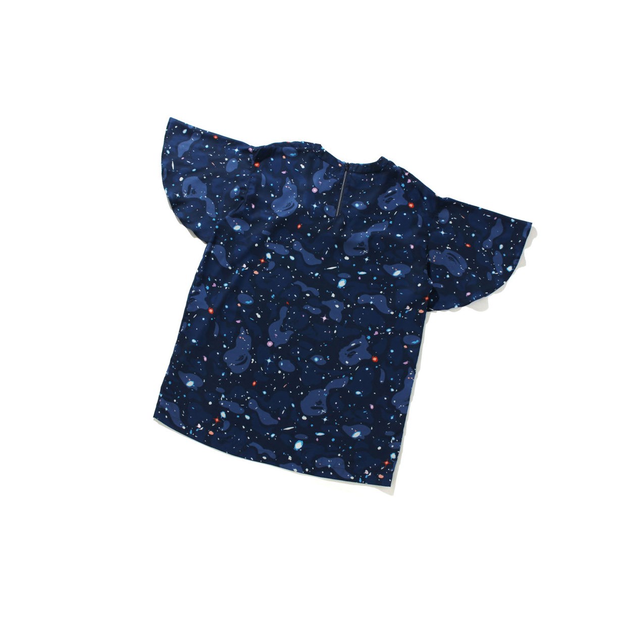 Women's A BATHING APE Space Camo Onepiece Tee Short Sleeve T Shirts Navy Blue | VUD527843