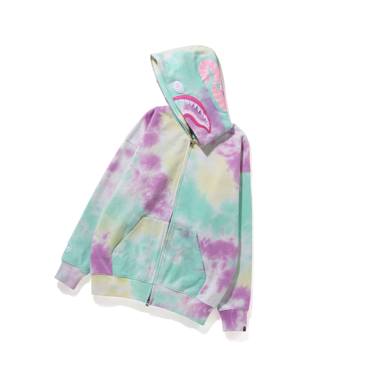 Women's A BATHING APE Tie-dye Shark Oversized Full Zip Throughs Hoodie Caise | RSW621408